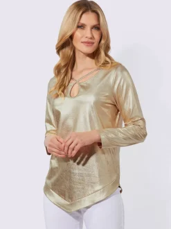 T shirt long fluide en pointe avec découpes à l'encolure interlock