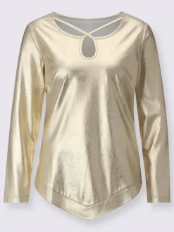 T shirt long fluide en pointe avec découpes à l'encolure interlock