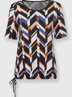 T shirt manches courtes et col rond avec motif géométrique