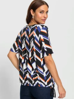 T shirt manches courtes et col rond avec motif géométrique
