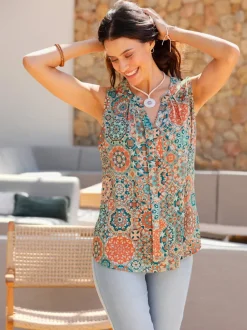 Top sans manches à motif mandala fluide