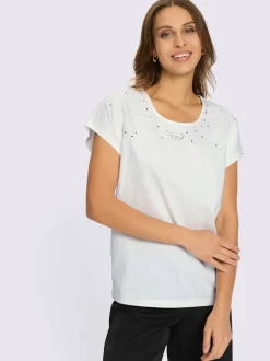 T-shirt à encolure ronde broderie florale