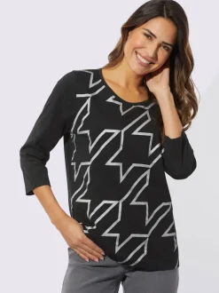 T-shirt à encolure ronde imprimé brillant et argenté