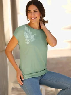 T-shirt à encolure ronde imprimé floral délicat