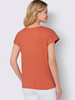 T-shirt à encolure ronde superbe broderie ajourée