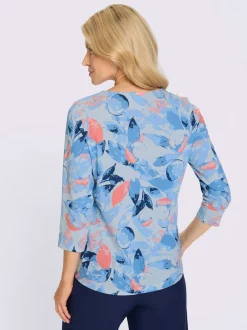 T-shirt à manches 3/4 joli imprimé feuilles