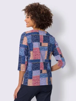 T-shirt à manches 3/4 motif patchwork