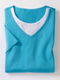 T-shirt à manches courtes aspect 2 en 1 tendance