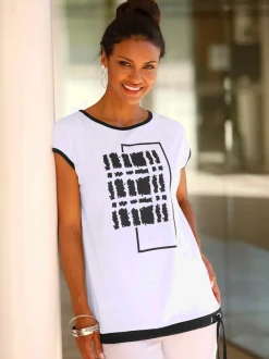 T-shirt à manches courtes coulisse et lien à nouer à la base