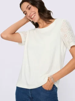 T-shirt à manches courtes dentelle de madère 100% coton