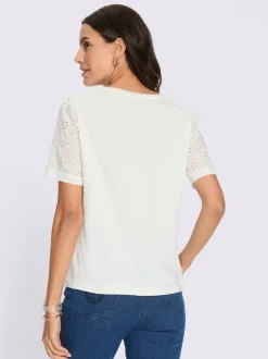 T-shirt à manches courtes dentelle de madère 100% coton