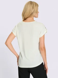 T-shirt à manches courtes imprimé feuille doré