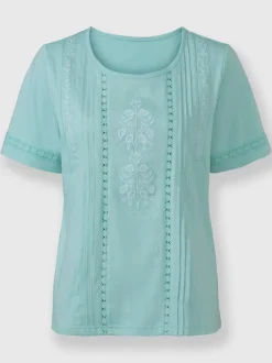 T-shirt à manches courtes superbe broderie florale