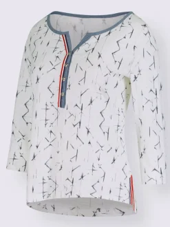 T-shirt à motif original boutonnière col et fentes