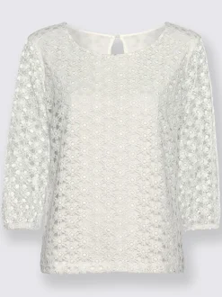 T-shirt en dentelle dentelle aux manches