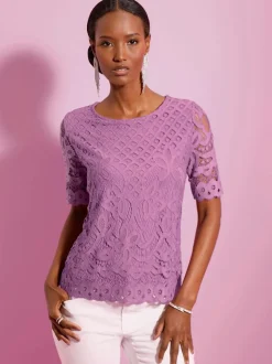 T-shirt en dentelle dentelle élastique