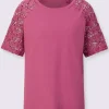 T-shirt en dentelle manches raglan courtes