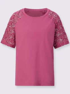T-shirt en dentelle manches raglan courtes