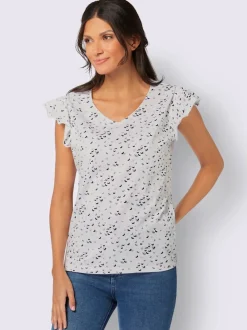T-shirt en v imprimé papillon