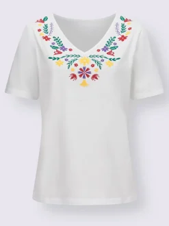 T-shirt en v joli imprimé à l'encolure