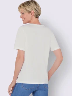 T-shirt en v joli imprimé à l'encolure