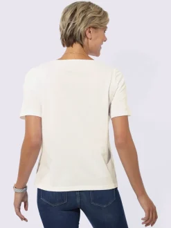 T-shirt imprimé encolure ronde passepoilée