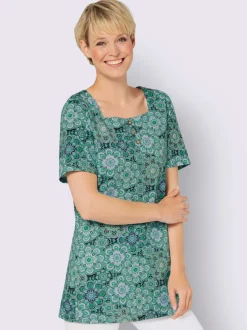 T-shirt long encolure carrée