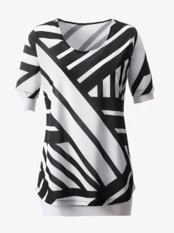 T-shirt rayures revisités col rond manches courtes