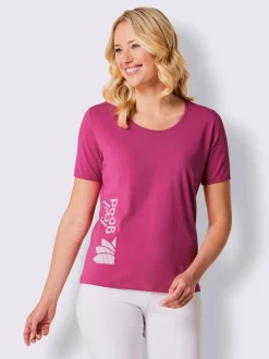 T-shirt col rond et manches courtes en coton extensible logo imprimé