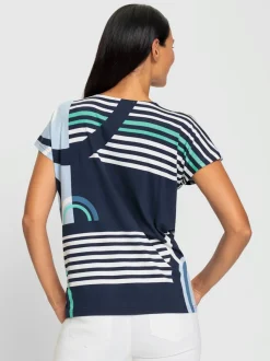 T shirt col rond et manches courtes imprimé graphique viscose douce