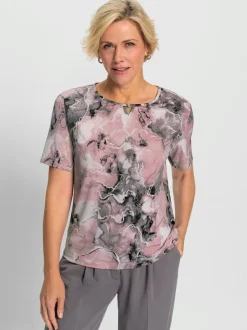 T shirt à col rond et manches courtes motif floral