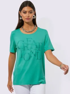 T shirt col rond manches courtes viscose ecovero et pierres brillantes