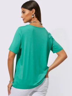 T shirt col rond manches courtes viscose ecovero et pierres brillantes