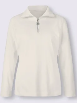 Tshirt à col zippé uni manches longues