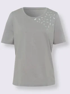 T shirt de loisirs encolure ronde et manches courtes imprimé feuille