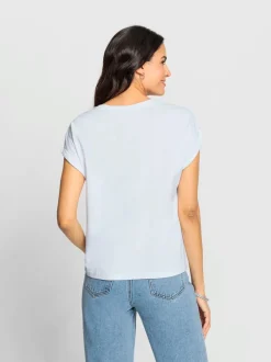 T-shirt à encolure ronde broderie ajourée