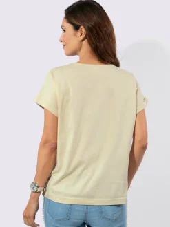 T-shirt à encolure ronde coupe décontractée aux épaules