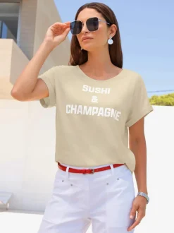 T-shirt à encolure ronde coupe décontractée aux épaules