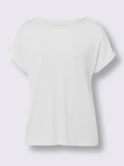 T-shirt à encolure ronde dentelle ajourée