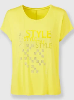 T shirt encolure ronde et manches courtes motif imprimé devant viscose