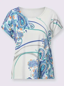 T shirt encolure ronde et manches courtes motif paisley viscose