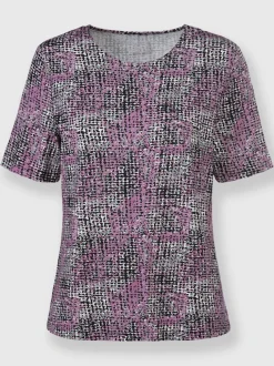 T shirt à encolure ronde et manches courtes motif texturé