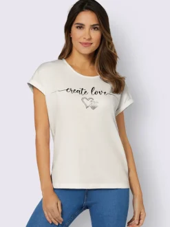 T-shirt à encolure ronde imprimé transfert couleur argenté