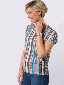 T-shirt à encolure ronde longues rayures affinantes