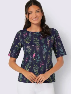 T-shirt à encolure ronde motif floral