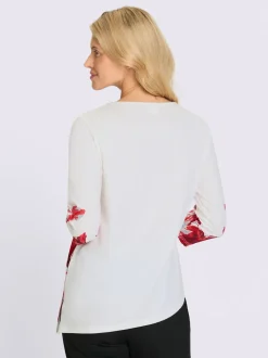 T-shirt à encolure ronde ourlet asymétrique