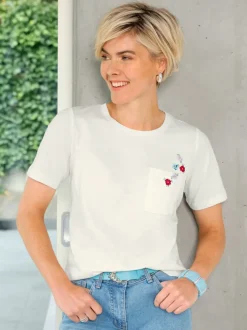 T-shirt à encolure ronde poche poitrine imprimée