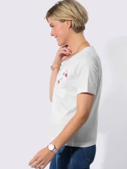 T-shirt à encolure ronde poche poitrine imprimée