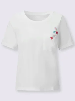 T-shirt à encolure ronde poche poitrine imprimée