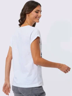 T shirt en coton col rond et manches courtes motif étoile